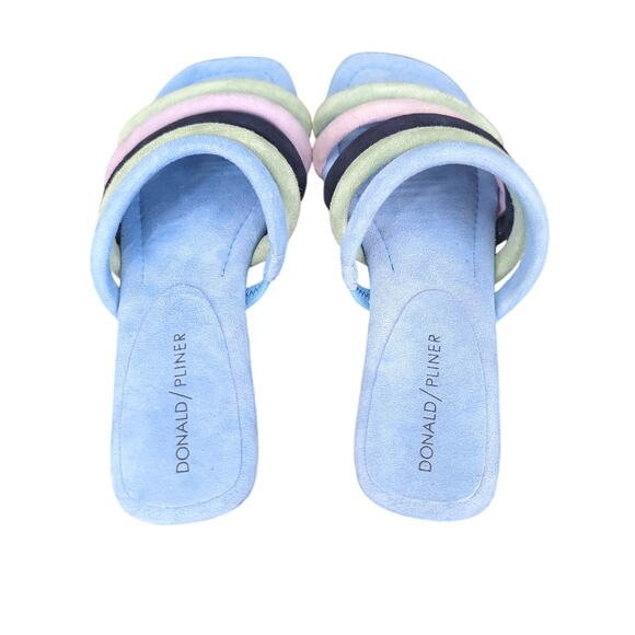 Donald Pliner Kip Slide Sandals Slip-on Suede Women's 5 Blue Green Square Toe - Picture 5 of 8